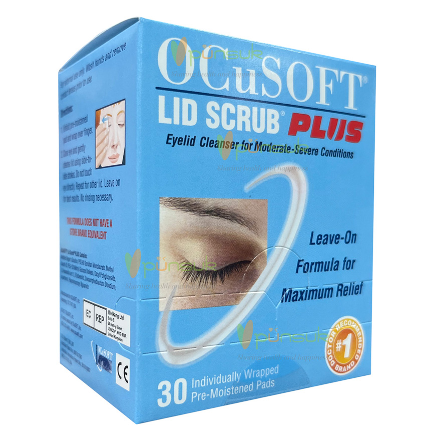 OCUSOFT LID SCRUB PLUS PAD แผ่นเช็ดทำความสะอาดรอบดวงตา 30 แผ่น