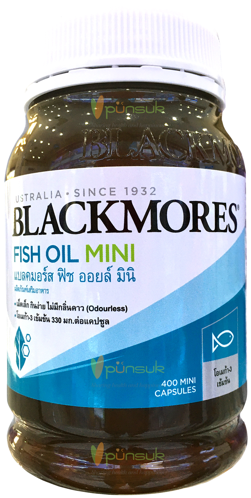 Blackmores Odourless Fish Oil Mini Caps (400 Capsules) แบลคมอร์ส โอเดอร์เลส ฟิช ออยล์ มินิแคป