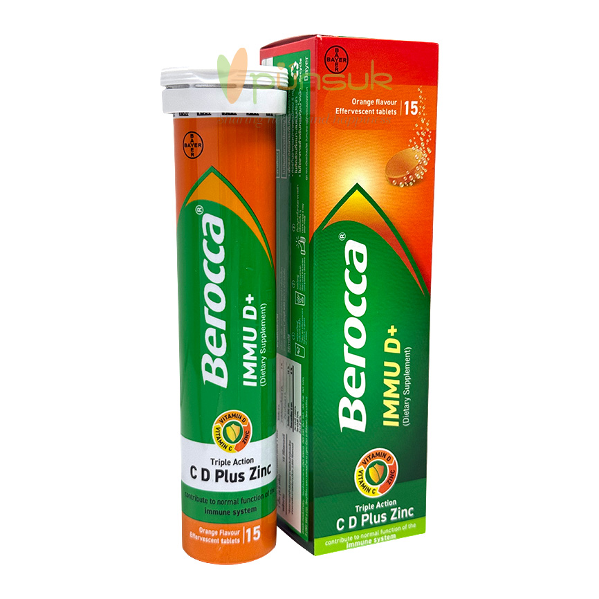 * ใหม่ Berocca IMMU D+ Orange Flavour (15 Effervescent Tablets)