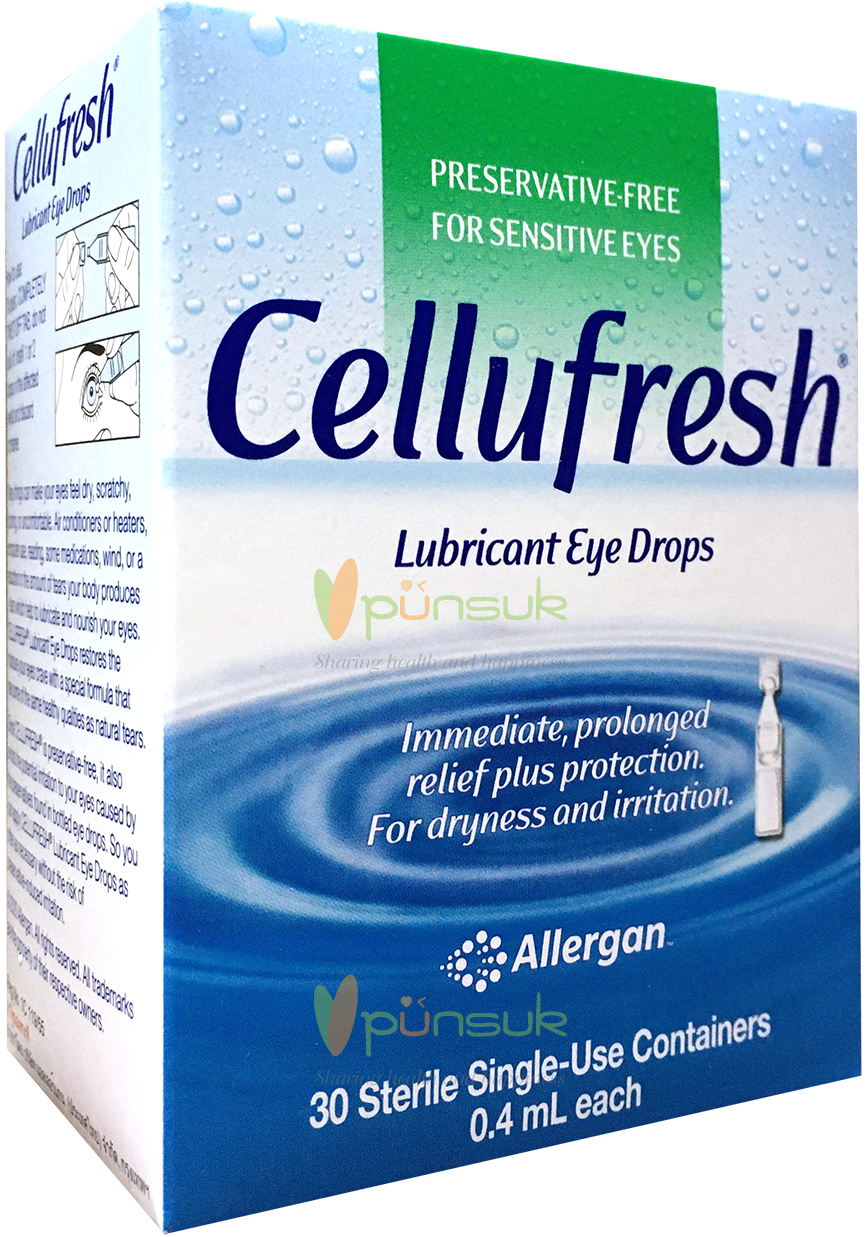 Cellufresh Lubricant Eye Drops น้ำตาเทียม ไม่มีสารกันเสีย 0.4 มล.x 30 หลอด