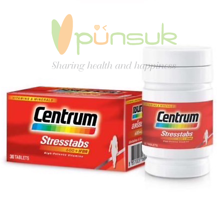 Centrum Stresstabs 600+Iron (60 tablets) - เซ็นทรัม สเตร็สแทปส์ 600+เหล็ก สีแดง (60 เม็ด)