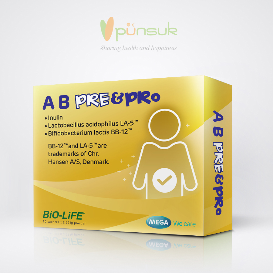 Mega We Care AB pre & pro เมก้า วีแคร์ เอ บี พรีแอนด์โพร ไบโอติค 10ซอง Mega We Care AB pre & pro เมก้า วีแคร์ เอ บี พรีแอนด์โพร ไบโอติค 10ซอง