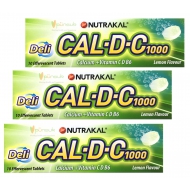 NUTRAKAL DELI CAL-D-C 1000 Lemon Flavour 10 Effervescent Tablets X 3 Packs