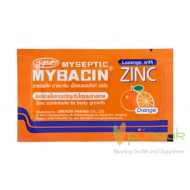 MYBACIN ZINC Orange Flavor มายบาซิน เม็ดอมผสมซิงค์ รสส้ม  ซอง 10 เม็ด (10 ซอง)