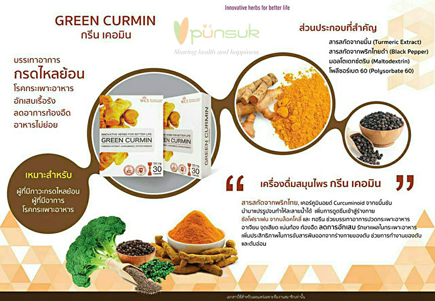 Green Curmin กรีนเคอมิน ดูแลอาการกรดไหลย้อน โรคกระเพาะอาหาร