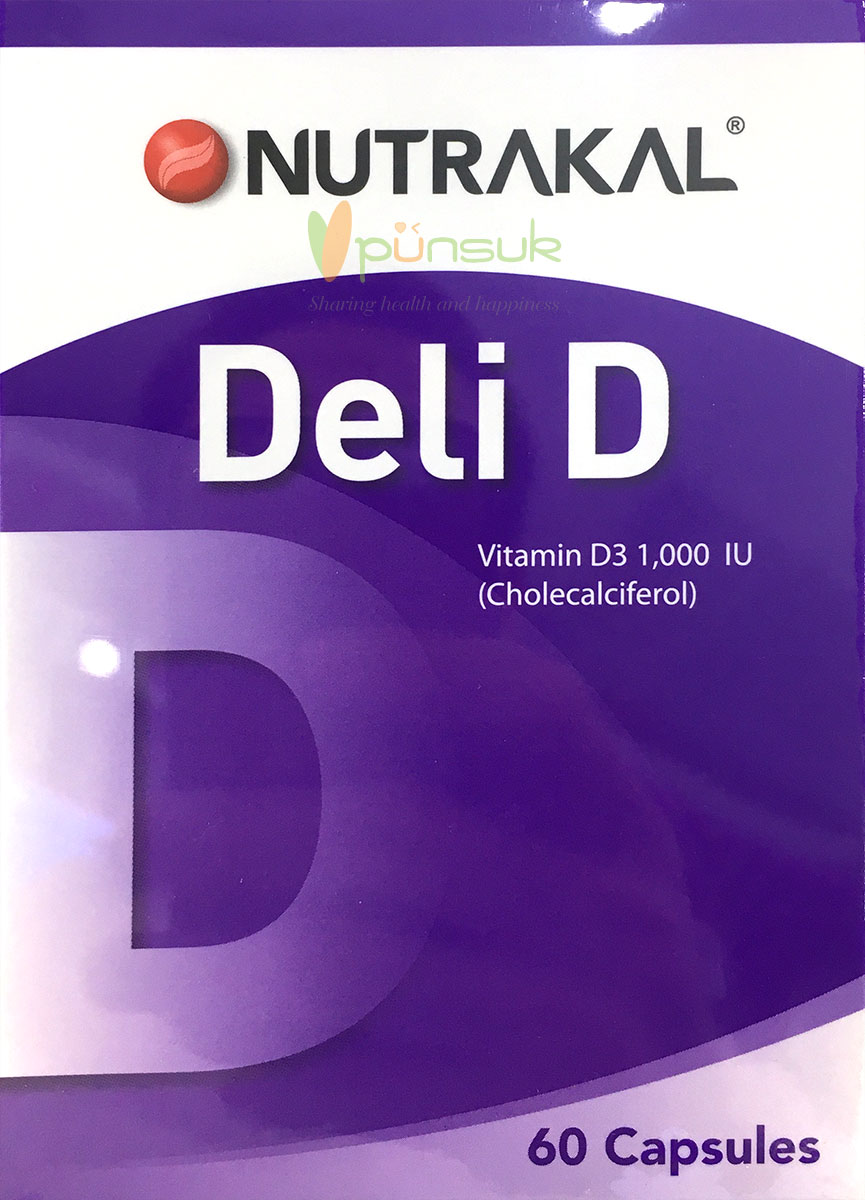 Nutrakal Deli D 1,000 IU (60 Capsules) Vitamin D3 วิตามิน ดี 3 1,000 ไอยู